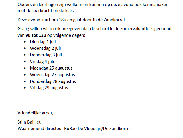 Uitnodiging Info Avond voor ouders op Donderdag 28 augustus 2025