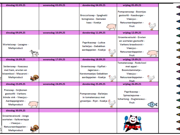Maandmenu De Zandkorrel voor September staat Online